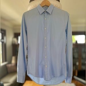Zara light blue and burgundy button down shirts, size small.